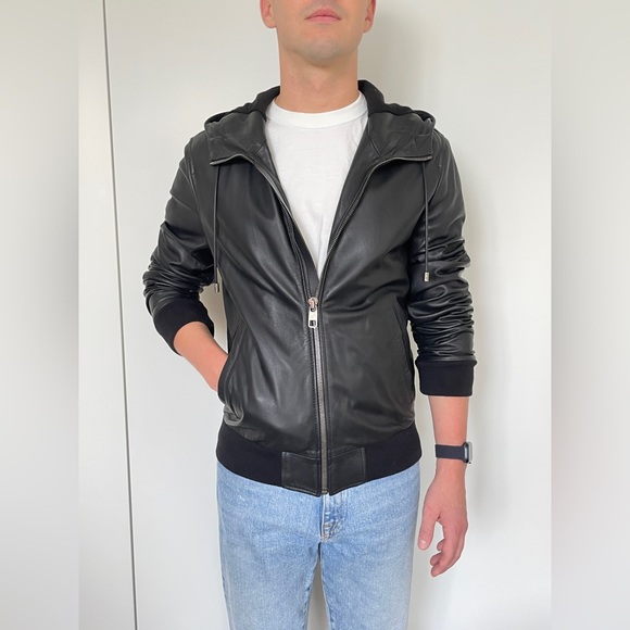 Dolce & Gabbana Leather Bomber Jacket in Black - Picture 5 of 16